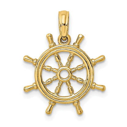 10K Gelbgold 10K 3-d Ships Rad Charm
