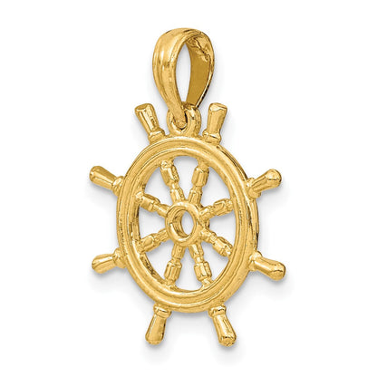 10K Gelbgold 10K 3-d Ships Rad Charm