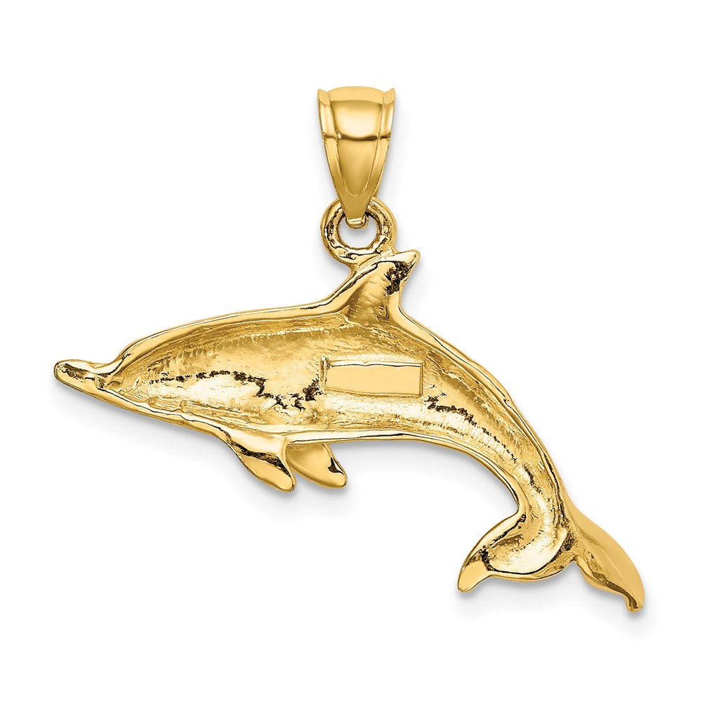 10K Gelbgold 10K 2-d und Poliert Swimming Delfin Charm