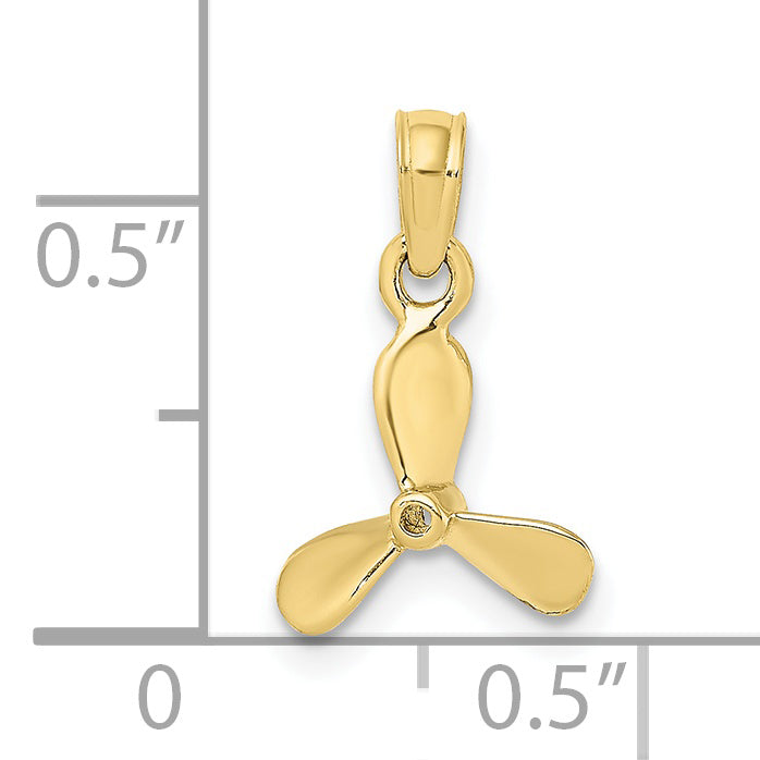 10K Gelbgold 10K 3-d mit 3 Blades Propeller Charm