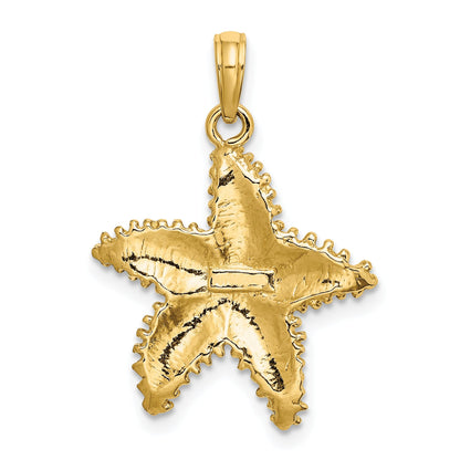 10K Gelbgold 10K Seestern mit Gekugelt Texture Charm