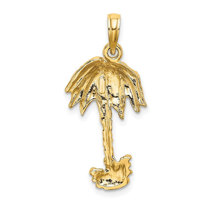 10K Gelbgold 10K 2-d Strukturiert Einfach Palme Baum Charm