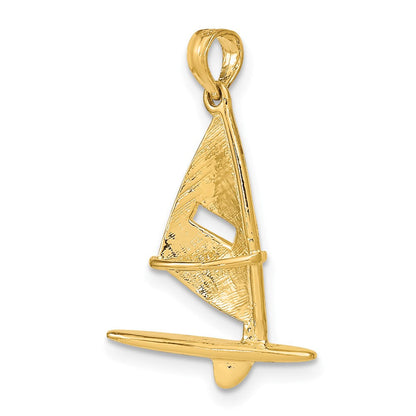 10K Gelbgold 10K 3-d Strukturiert Windsail Surfing Board Charm
