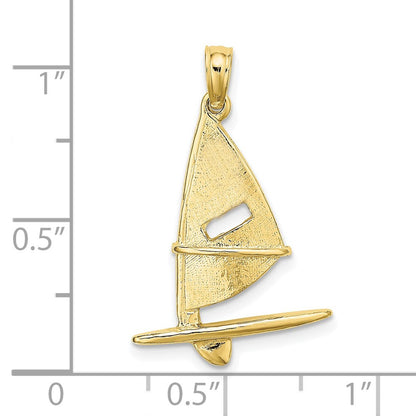 10K Gelbgold 10K 3-d Strukturiert Windsail Surfing Board Charm