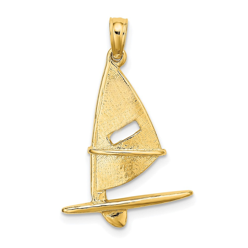 10K Gelbgold 10K 3-d Strukturiert Windsail Surfing Board Charm