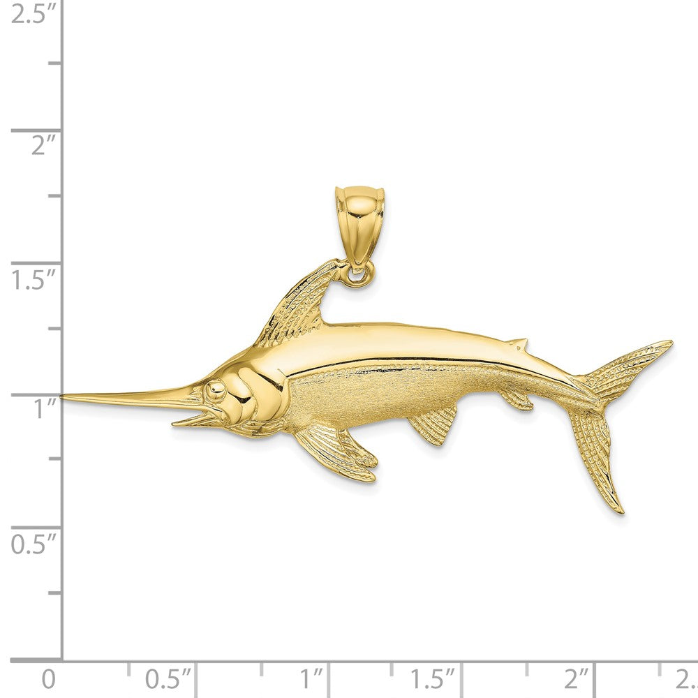 10K Gelbgold 10K 2-d Poliert/satin Swordfish Charm