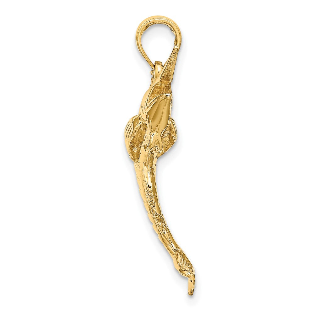 10K Gelbgold 10K 3-d Poliert Blau Marlin Charm