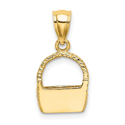 10K Gelbgold 10K 2-d Flach Rückseite Korb Charm