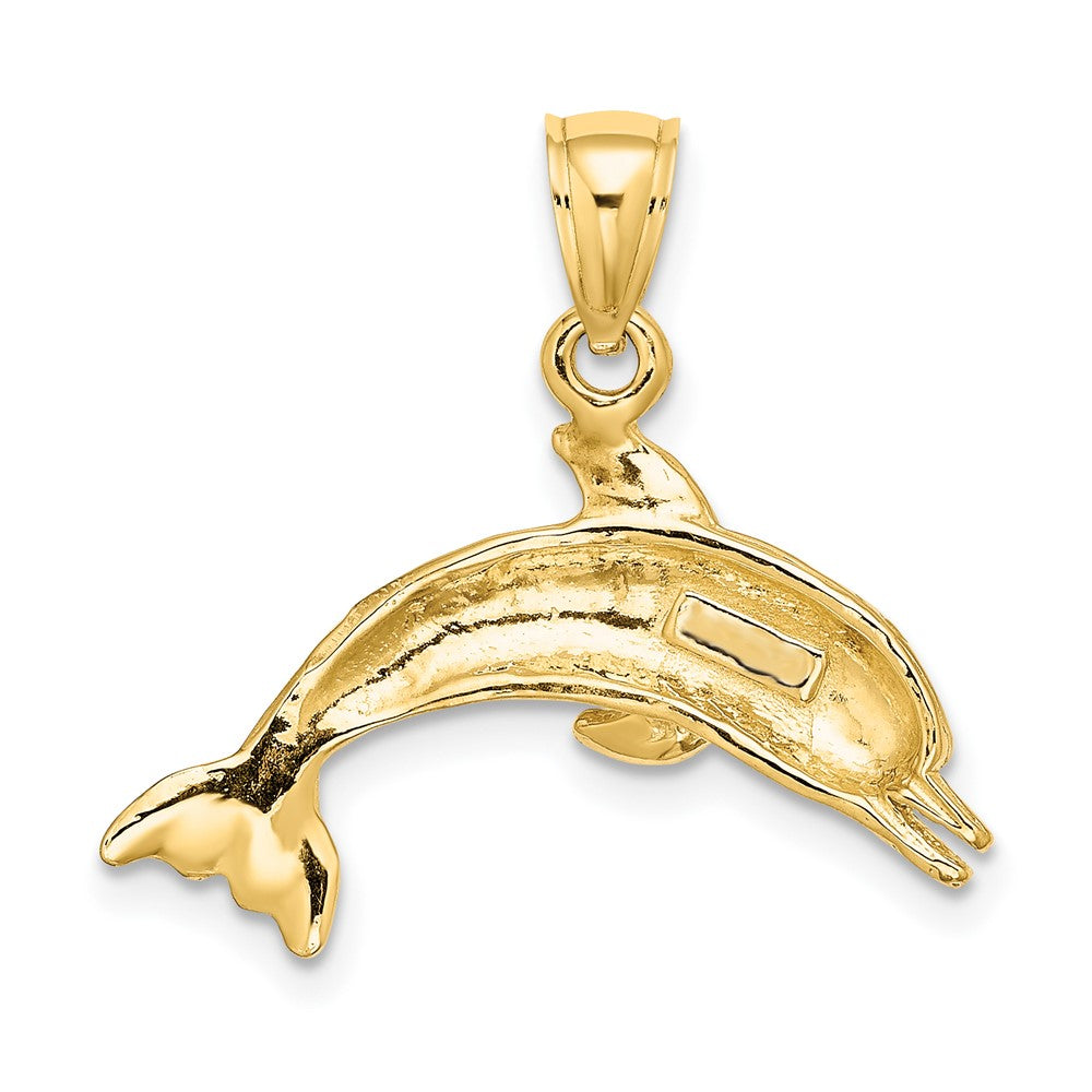 10K Gelbgold 10K Strukturiert Poliert Delfin Springend Charm