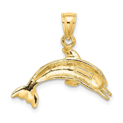 10K Gelbgold 10K Strukturiert Poliert Delfin Springend Charm