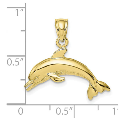 10K Gelbgold 10K Strukturiert Poliert Delfin Springend Charm