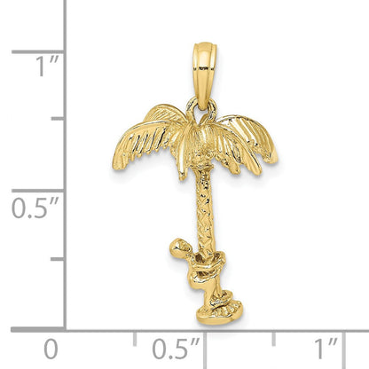 10K Gelbgold 10K 3-d Palme Baum mit Beweglich Man Charm