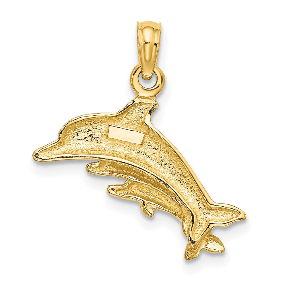 10K Gelbgold 10K Delfin mit 2 Baby Dolphins Charm