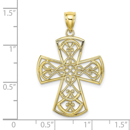 10K Gelbgold 10K Filigran Kreuz Charm