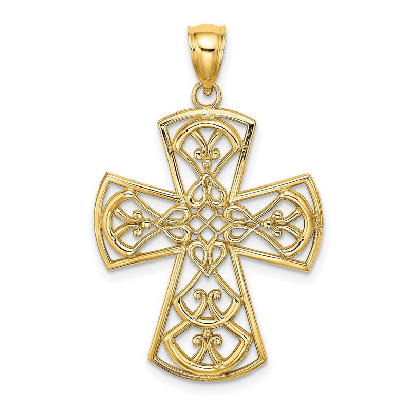 10K Gelbgold 10K Filigran Kreuz Charm