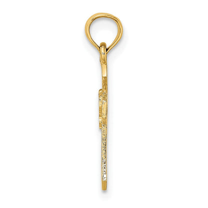 10K Gelbgold 10K Ausgeschnitten Kreuz mit Taube Charm