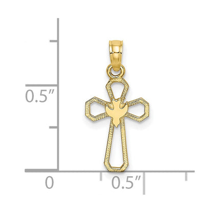 10K Gelbgold 10K Ausgeschnitten Kreuz mit Taube Charm