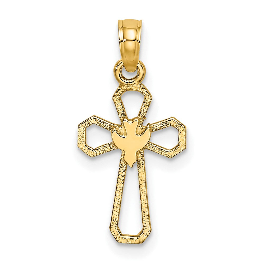 10K Gelbgold 10K Ausgeschnitten Kreuz mit Taube Charm