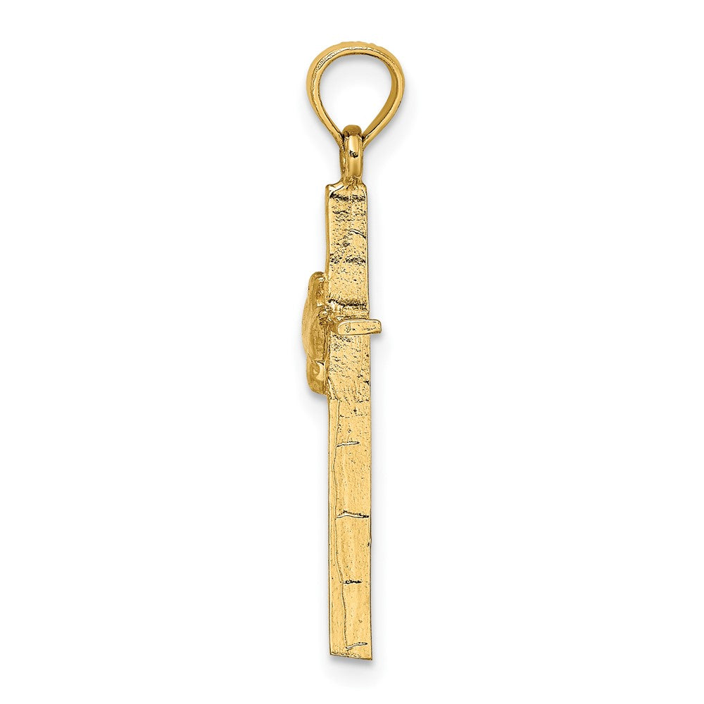 10K Gelbgold 10K Taube auf Stick Kreuz Charm
