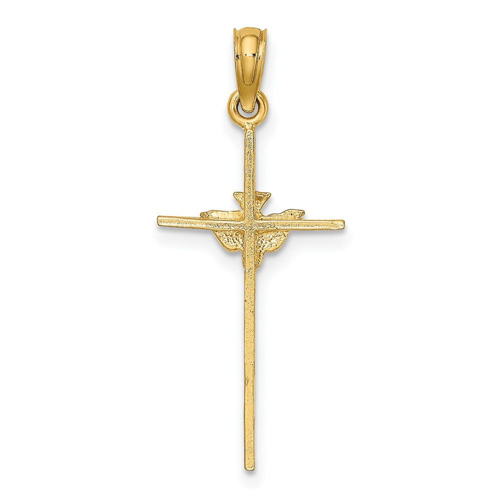 10K Gelbgold 10K Taube auf Stick Kreuz Charm