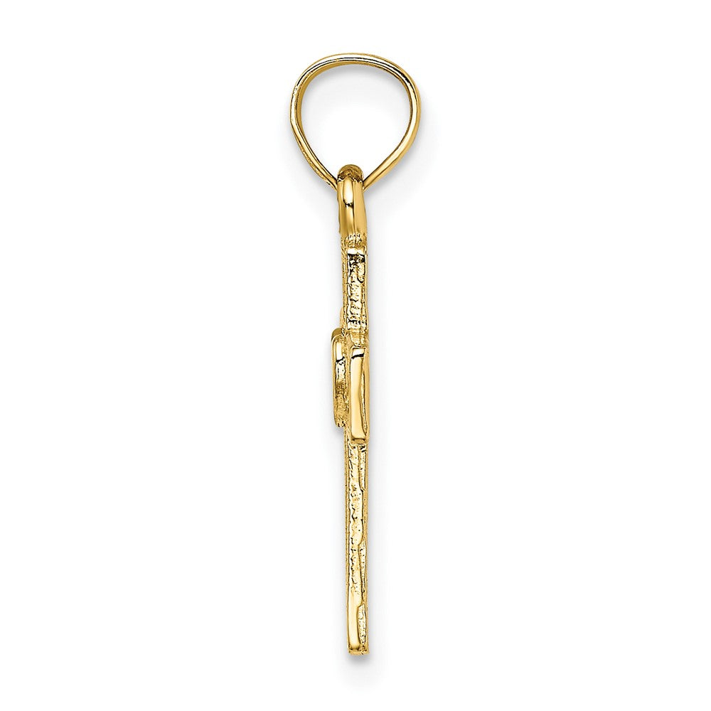 10K Gelbgold 10K Ausgeschnitten Kreuz mit Herz Charm