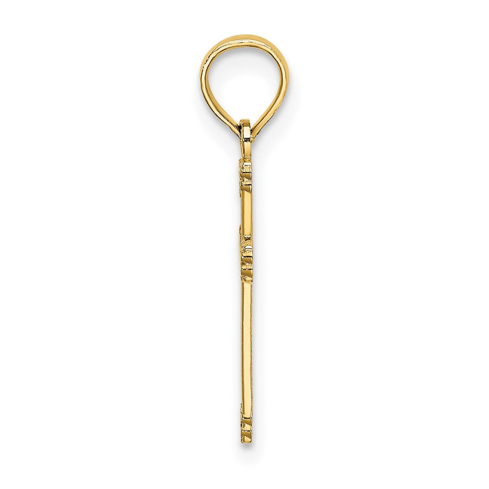 10K Gelbgold 10K Strukturiert mit Mittig Herz Klein Kreuz Charm