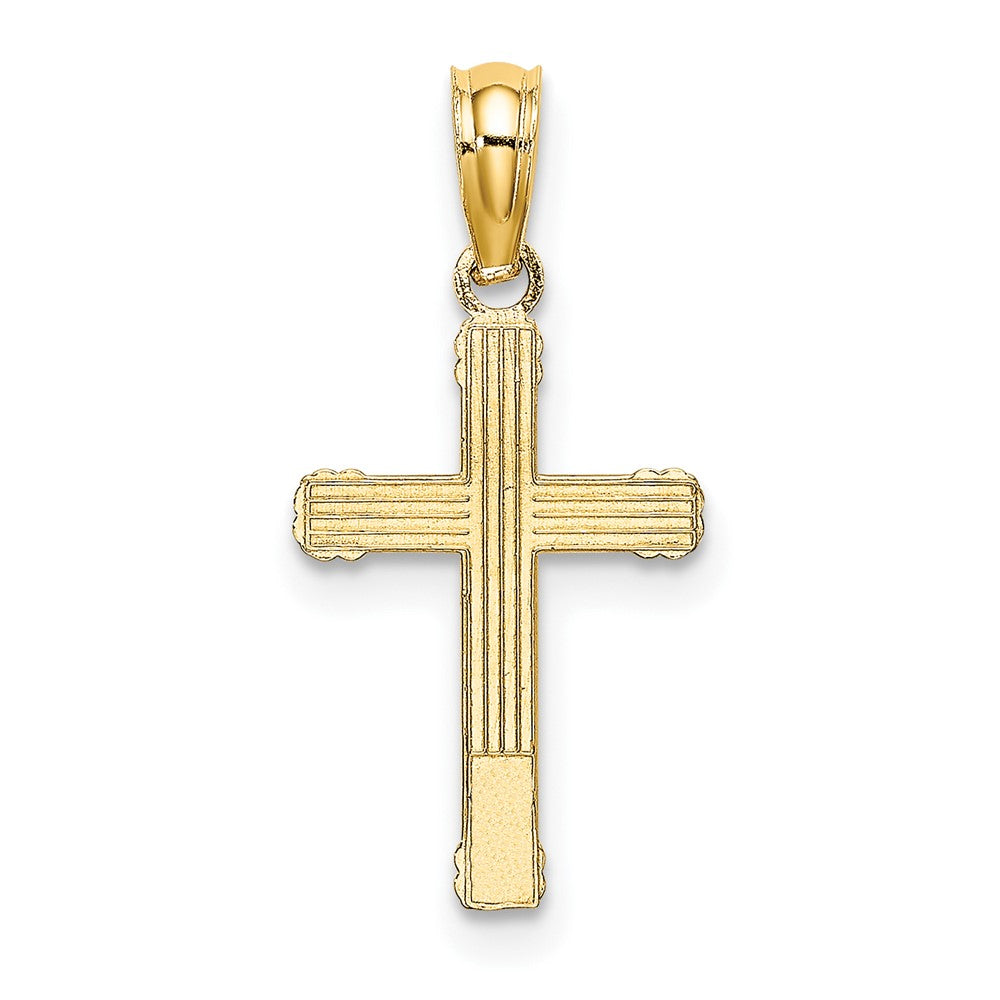 10K Gelbgold 10K Strukturiert mit Mittig Herz Klein Kreuz Charm