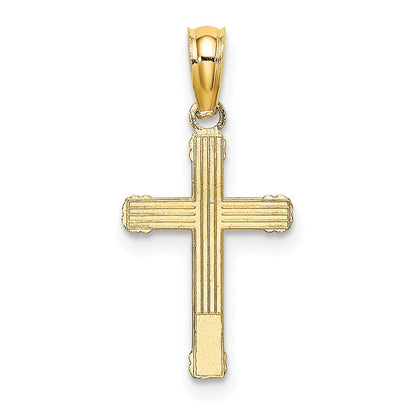 10K Gelbgold 10K Strukturiert mit Mittig Herz Klein Kreuz Charm