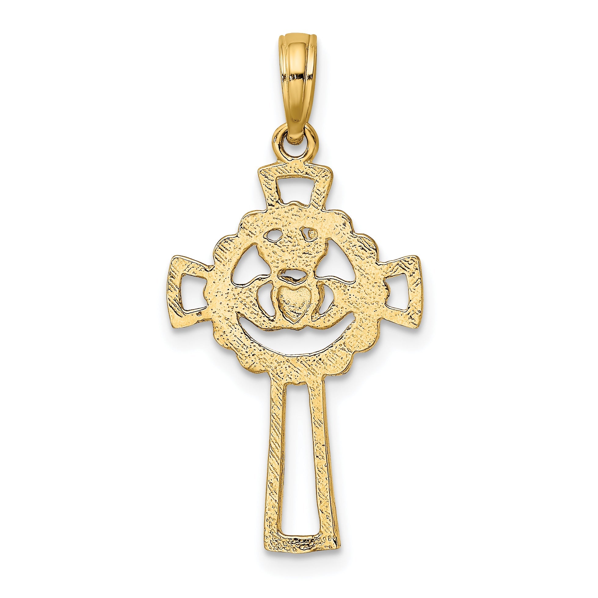 10K Gelbgold 10K Claddagh Kreuz Charm