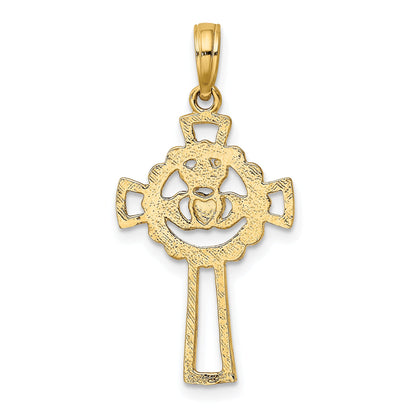 10K Gelbgold 10K Claddagh Kreuz Charm