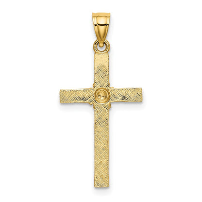 10K Gelbgold 10K Kreuz mit Blume Charm