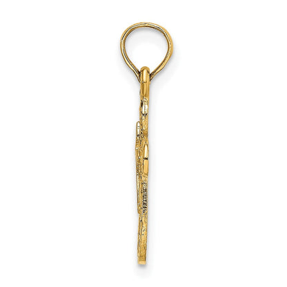 10K Gelbgold 10K Ausgeschnitten Kreuz mit Klein Interior Charm