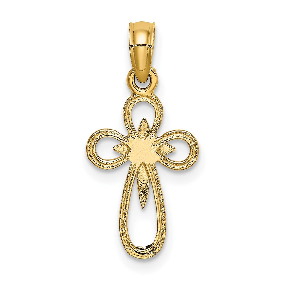 10K Gelbgold 10K Ausgeschnitten Kreuz mit Klein Interior Charm
