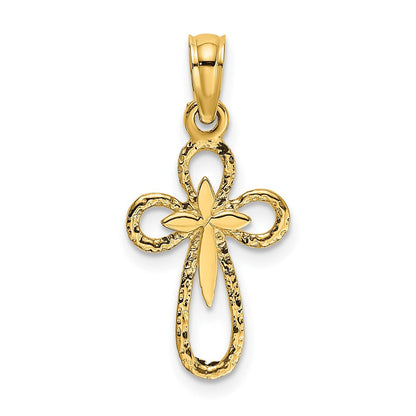 10K Gelbgold 10K Ausgeschnitten Kreuz mit Klein Interior Charm