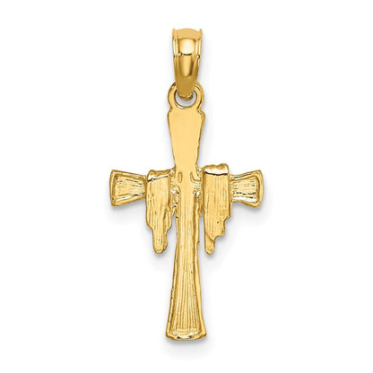 10K Gelbgold 10K Kreuz mit Drape Charm