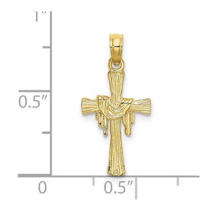 10K Gelbgold 10K Kreuz mit Drape Charm
