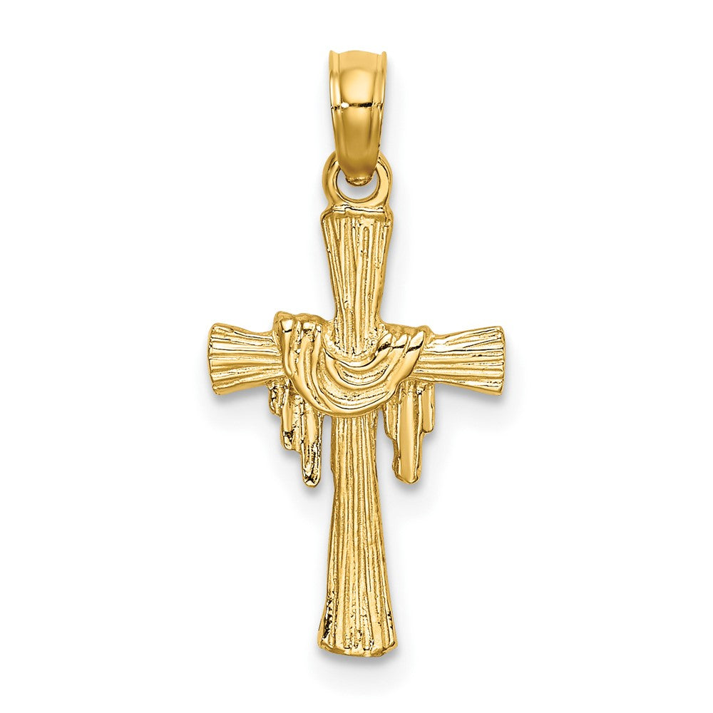 10K Gelbgold 10K Kreuz mit Drape Charm