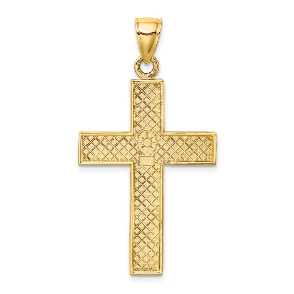 10K Gelbgold 10K Poliert Groß Block Kreuz mit Offen Rückseite Charm