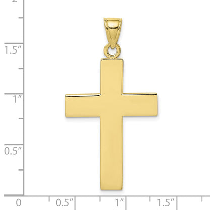 10K Gelbgold 10K Poliert Groß Block Kreuz mit Offen Rückseite Charm