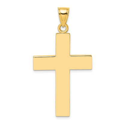 10K Gelbgold 10K Poliert Groß Block Kreuz mit Offen Rückseite Charm