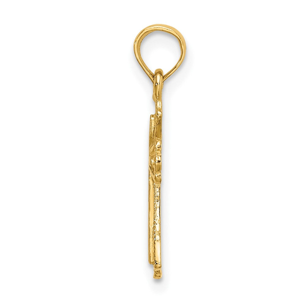 10K Gelbgold 10K Graviert Klein Kreuz mit X Mittig Charm