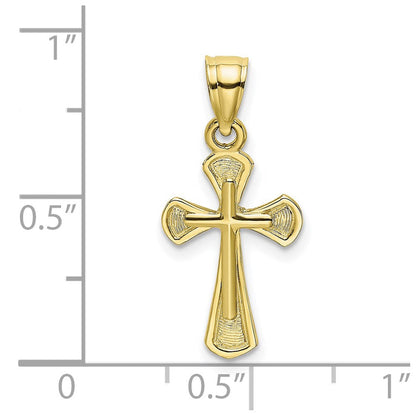 10K Gelbgold 10K Massiv Strukturiert Kreuz Charm