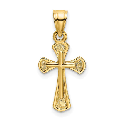 10K Gelbgold 10K Massiv Strukturiert Kreuz Charm