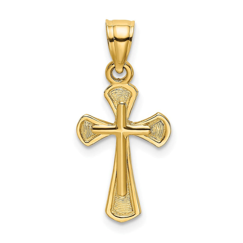 10K Gelbgold 10K Massiv Strukturiert Kreuz Charm