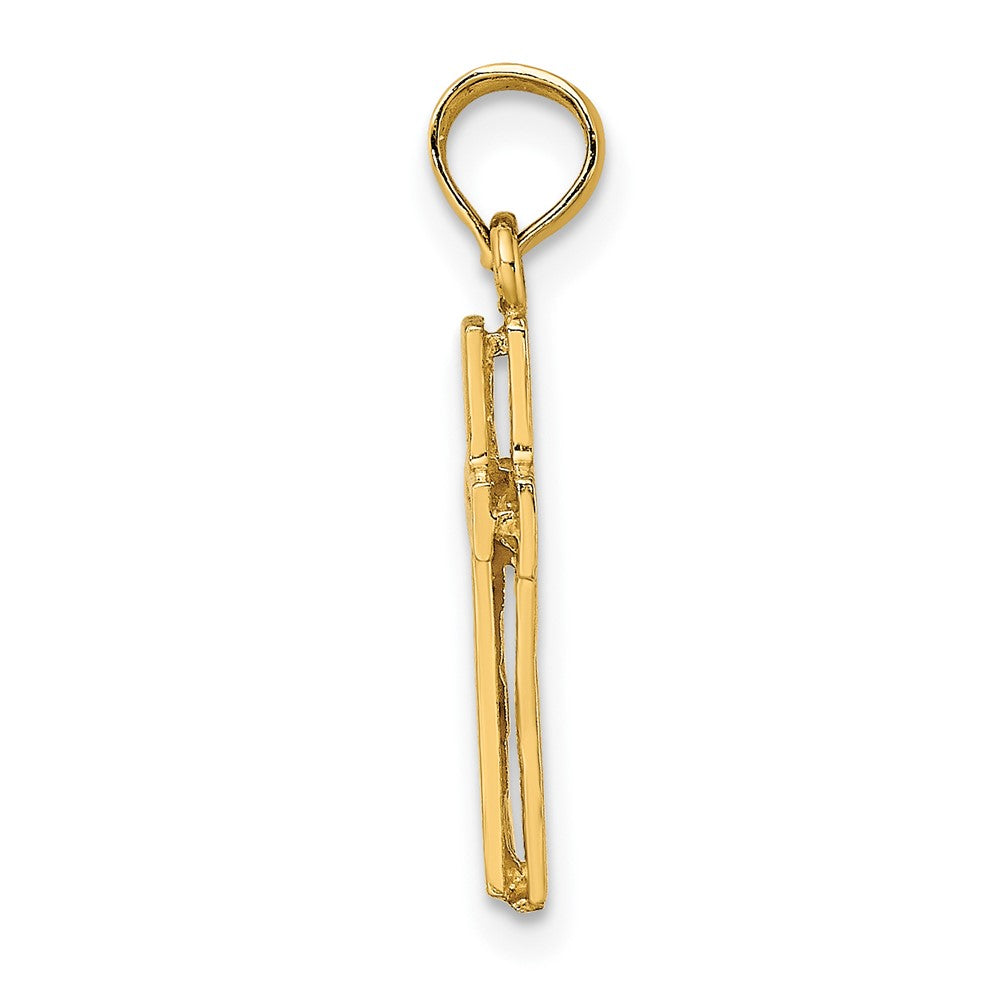 10K Gelbgold 10K 2-d Poliert Strukturiert Kreuz Charm