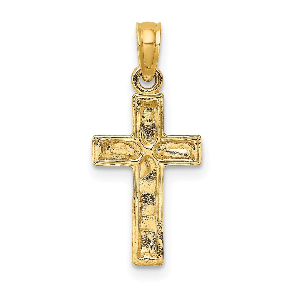10K Gelbgold 10K 2-d Poliert Strukturiert Kreuz Charm