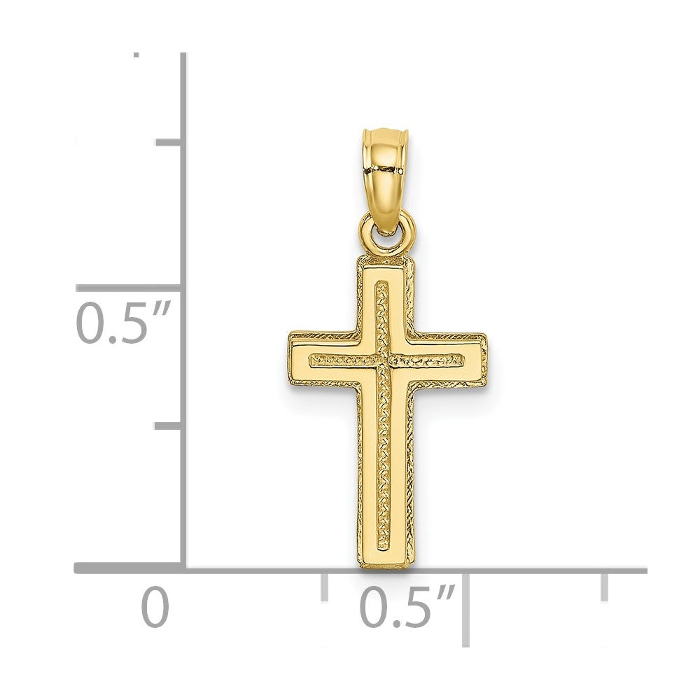 10K Gelbgold 10K 2-d Poliert Strukturiert Kreuz Charm