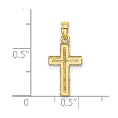 10K Gelbgold 10K 2-d Poliert Strukturiert Kreuz Charm