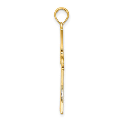 10K Gelbgold 10K Poliert Keltisch Knoten Kreuz Charm