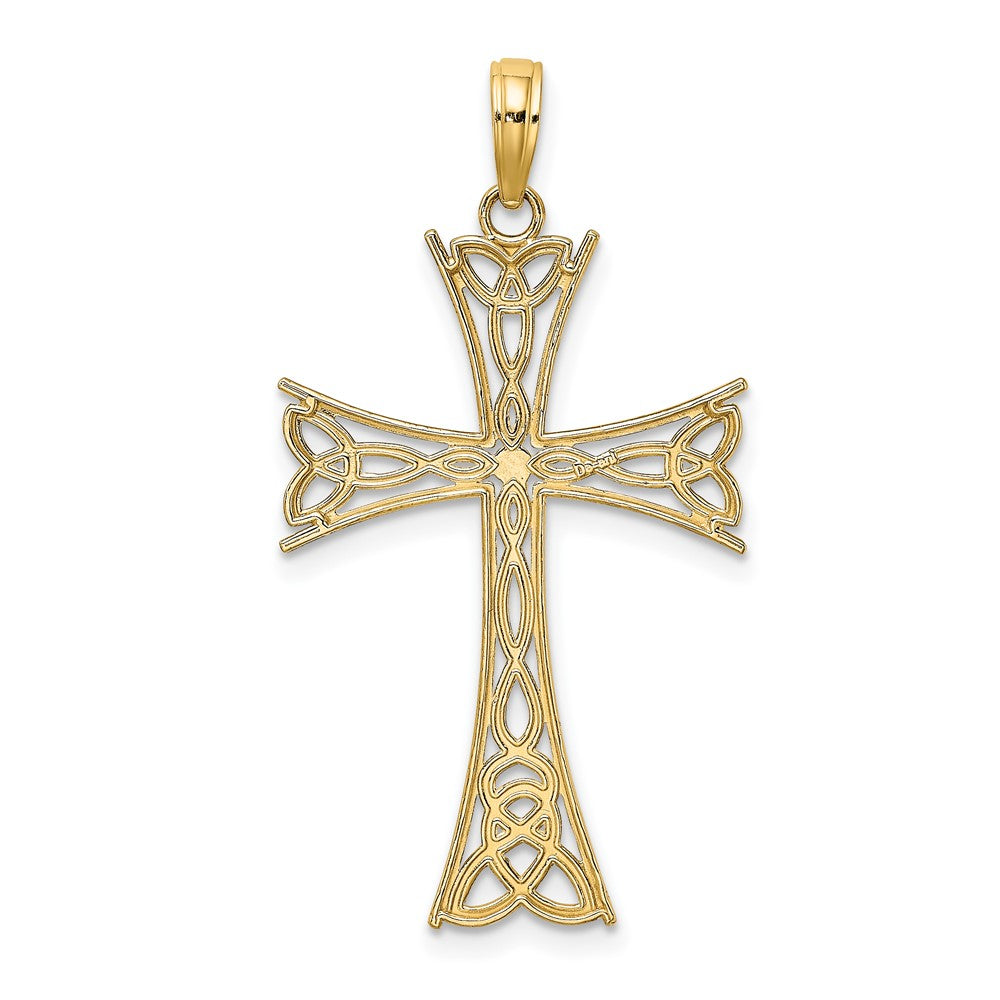 10K Gelbgold 10K Poliert Keltisch Knoten Kreuz Charm